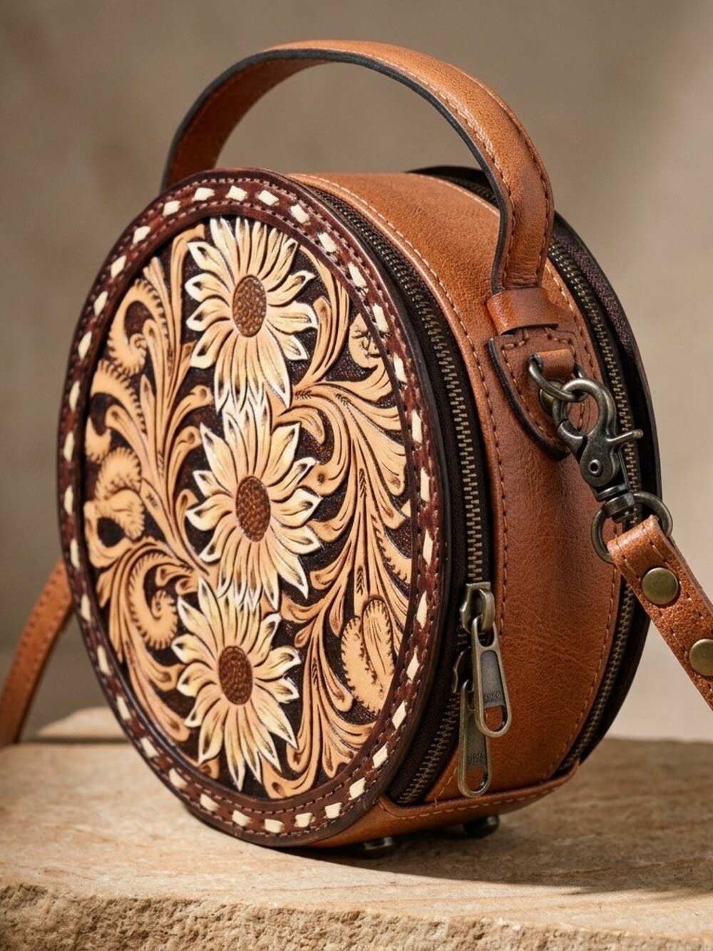 American Darling Boho Sunflower Leather Crossbody - Picture 4 of 6